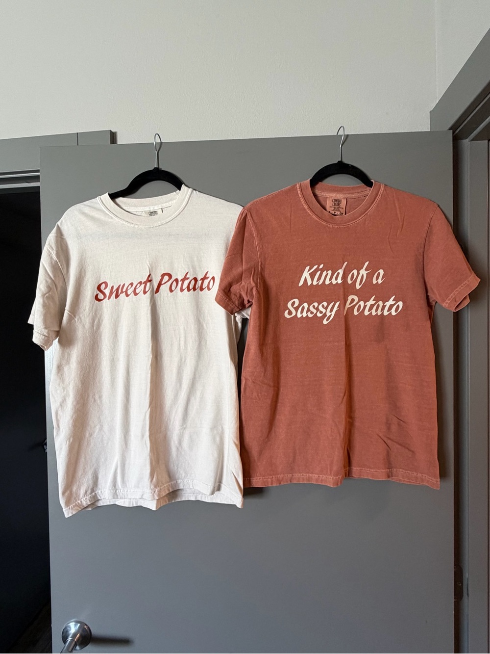 'Sweet Potato' & 'Sassy Potato' Tee Set - Cream & Rust